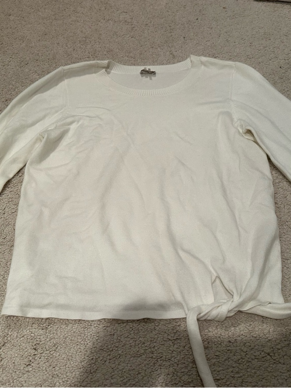 ecru white sweater with tie at waist size small